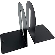 Huron Large 7" Decorative Arched Steel Non-Skid Metal Book Ends for Shelves Heavy Duty Bookends, Black, Pair (1/3/8/24/72) (1)