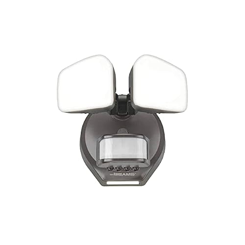 Beams 2900 Lumen 2-Head Outdoor Motion Sensing LED Security Light with Cascading Wall Wash, 1-Pack, Bronze