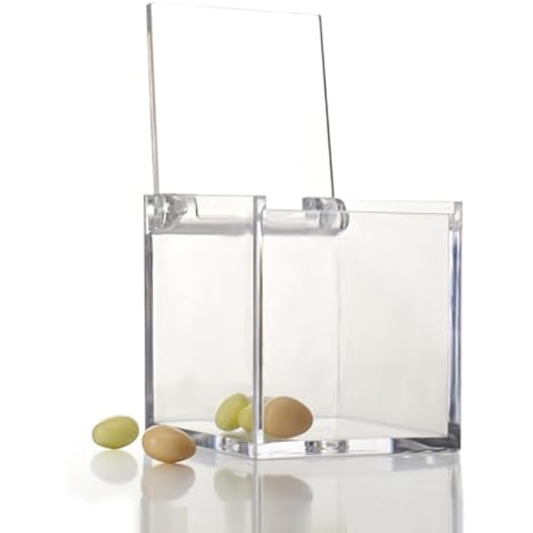 Acrylic Box with Hinge Lid, Clear Cube Display Case, Multi-Purpose Box Square Container for Holding Staples, Highlighters, Adhesive Tape, Paper Clips, Stamps, Display in Office or Home