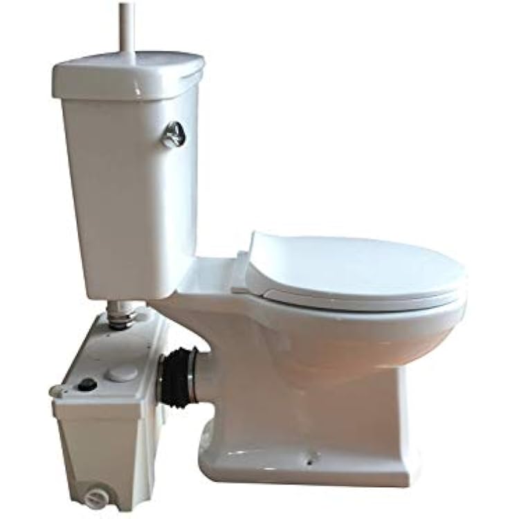 500W Macerator Pump Toilet Three Piece Round Bowl Toilet with Macerating Pump Macerating Upflush Toilet Kit Macerating Toilet 500 W