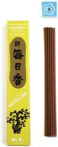 Japanese Incense Sticks Pack of 50 Nippon Kodo Morning Star Incense Sticks from Japan Made from Natural Materials without Chemicals for Relaxation and Meditation (Patchouli)