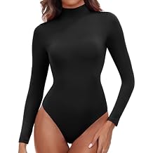 IUGA Long Sleeve Body suits Womens Mock Turtle Neck Bodysuits Women's Fully Double Lined Basic Bodysuit Tops