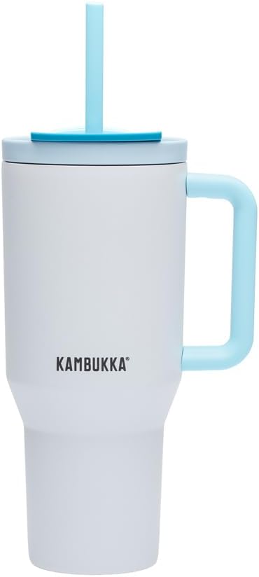 Kambukka Rio Frosty Coconut Large Insulated Tumbler, Telescopic Straw, 18/8 Steel, Extended Cold Insulation, BPA Free