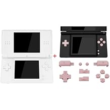 eXtremeRate White Replacement Full Housing Shell Buttons + Cherry Blossoms Pink Buttons for Nintendo DS Lite - Console NOT Included