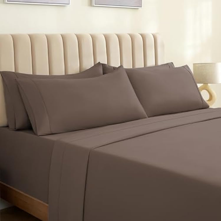 LuxClub 4 PC Sheet Set Bed Sheets Deep Pockets 18 Eco Friendly Wrinkle Free Sheets Machine Washable Hotel Bedding Silky Soft - Tree Bark Twin XL