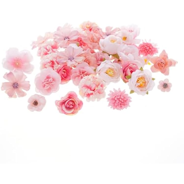 Pink Flowers Heads Mini Fake Pink Flowers Rose Daisy Faux Flowers Bulk for Craft Garland Wedding Party DIY Home Decoration48pcs
