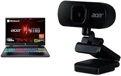 Acer Nitro 16 Gaming Laptop | Ryzen 7 7840HS | RTX 4050 | 16" WUXGA 165Hz IPS | 16GB DDR5 | 1TB Gen 4 SSD | WiFi 6E | AN16-41-R6WV Full HD USB Streaming 2MP Webcam with Digital Microphone