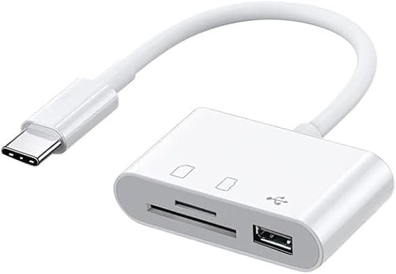 USB C SD Card Reader, USB C to Micro SD TF Memory Card Reader, 3-in-1 USB Camera Card Reader Adapter