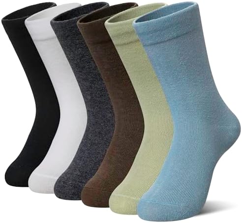 Kids Crew Cotton School Socks Youth Cute Casual Breathable Little Girls Boys Dress Socks 6 Pairs