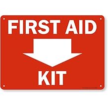 SmartSign - S-1775-PL-14 "First Aid Kit" Sign with Down Arrow | 10" x 14" Plastic