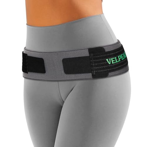 Velpeau Sacroiliac Belt for Si Joint, Hip, Pelvic, Lower Back, Leg and Sacral Nerve Pain Relief, Very Stretchy, Slim, Lightweight, Can be Worn Under Pants for Women and Men One Size, Hips <53
