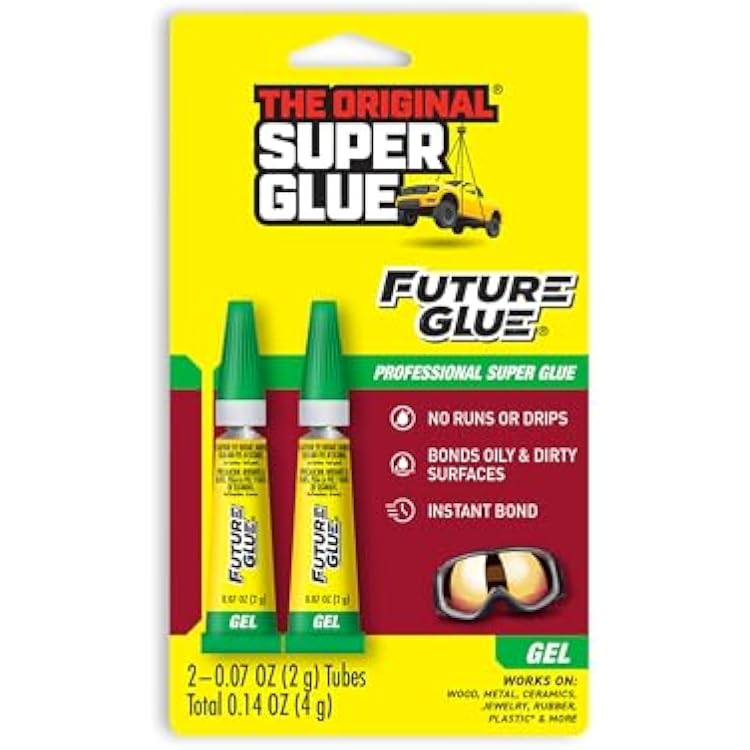 Future Glue Gel - High-Performance Professional Super Glue, Two 2 Gram Tubes, Clear Instant Bonding, Gap-Filling, Works on Dirty and Greasy Surfaces, Temperature and Chemical Resistant Pack of 1