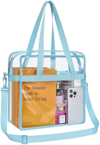 Stadium Approved Clear Tote Bag 12612 Transparent Bag with Zipper, Crossbody Shoulder Strap & Adjustable Strap