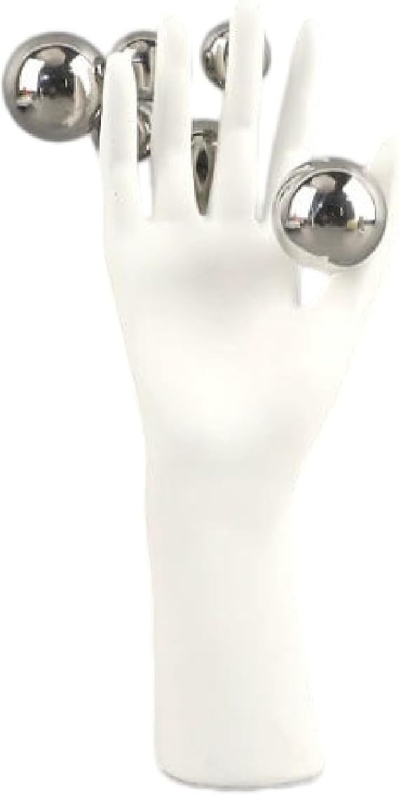 Creative Hand Sculpture, Cyberpunk Hand Statue, Realistic Hand Figure Decor, Abstract White Resin Palm Desktop Decoration, Decor for Living Room, Bedroom, Office Desktop(Silver,L)