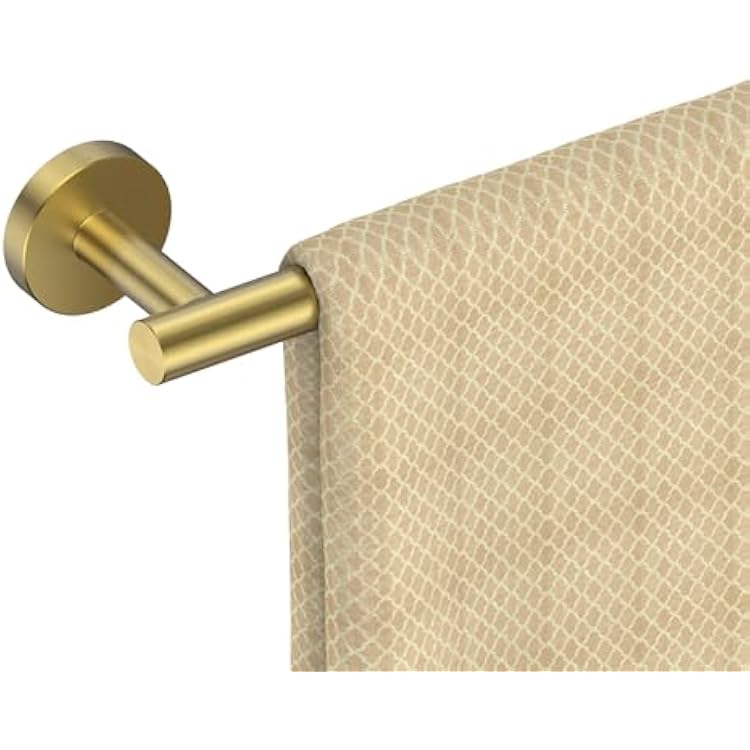 FORIOUS Towel Bar Wall Mounted, Stainless Steel Towel Racks for Bathroom, Includes Wall Mounting Hardware Brushed Gold, 20 Inch