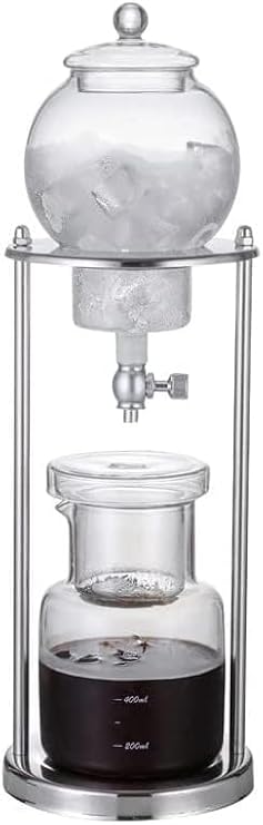 Ice Cold Brew Dripper Coffee Maker, 600ml Reusable Cold Brew Dripper Cold Brew Drip Coffee Maker with Adjustable Valve, Stainless Steel Stand, DIY Ice Coffee Brew Tower for Coffee & Tea
