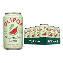 OLIPOP Prebiotic Soda Pop, Watermelon Lime, A New Kind of Soda Packed with Prebiotics, Fiber, and Botanicals, Gluten Free, GMO Free, 12oz 12-Cans