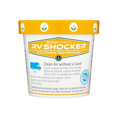 Biocide Systems RV Shocker Strong Odor Eliminator for Camper & Trailer, Eco-Friendly Chlorine Dioxide Odor Bomb for Motorhome Up to 400 Square Feet of Floor Space