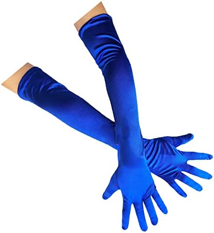 Long Opera Party Gloves for Women, 1920s 20s Satin Gloves Elbow Length for Bridal Evening Dress & Wedding & Dance W-G-1