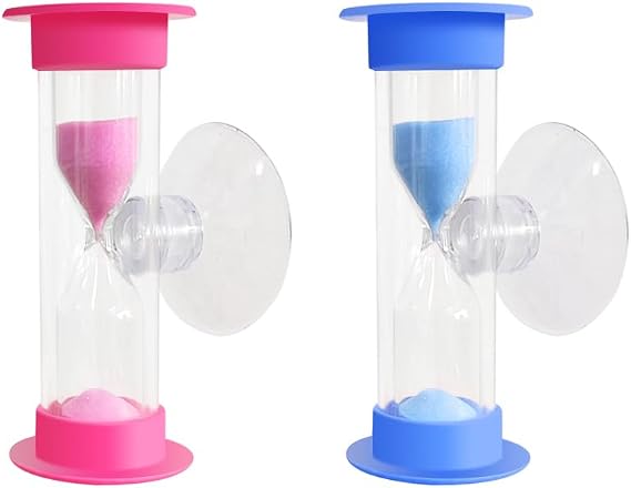 2 Minute Hourglass Sand Timer with Suction Cup,Mini Plastic Sand Clock Timer for Reminde Kids Brushing Time