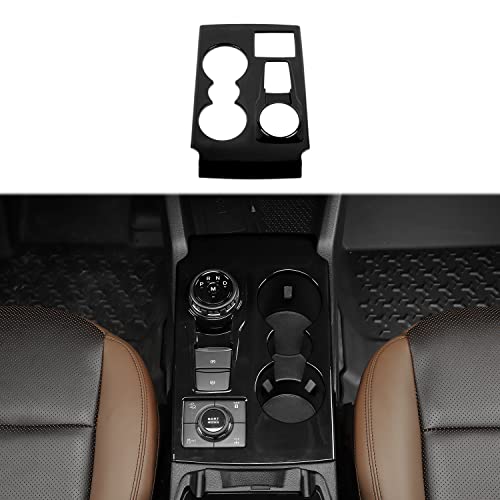 Linskip Gear Shift Panel Trim Compatible with Ford Bronco Sport 2021 2022 2023 2024 2025, Cup Holder Decor Cover for Bronco Sport Interior AccessoriesGloss Black