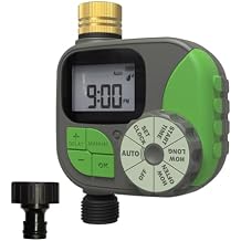 Water Timer for Automatic Watering System Easy to Program Three Modes Automatic Sprinkler Rain Delayed Watering Manual Watering Outdoor Use