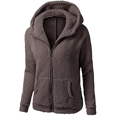 Trendy Sherpa Jacket for Women Winter Warm Wool Coats Zip Up Hoodie Sweater Coat Hooded Long Sleeve Outwear