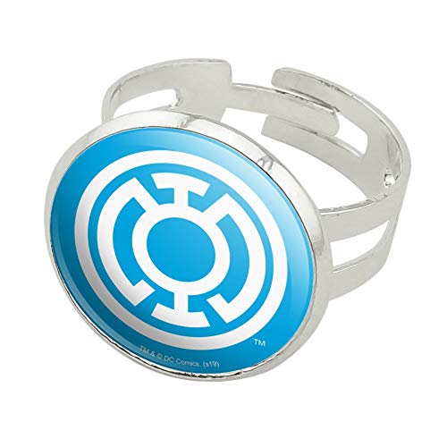 GRAPHICS & MORE Green Lantern Blackest Night Blue Lantern Logo Silver Plated Adjustable Novelty Ring