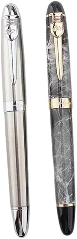 Marble Fountain Pen Light Luxury Fashion Exquisite Design Business Office Student Writing Ink Pen Black/Silver(A,M)