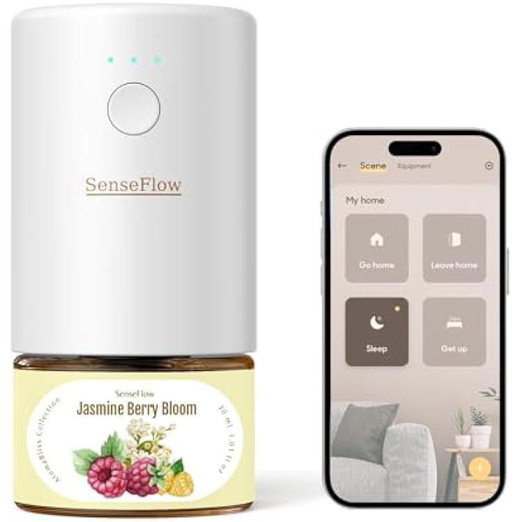 SF101S Pro Smart Plug in Air Freshener for Home, Waterless Essential Oil Diffuser, Aromatherapy Home Diffuser, 120-Day Natural Aroma Mist, Covers 1000 Sq Ft Free 30ml Jasmine