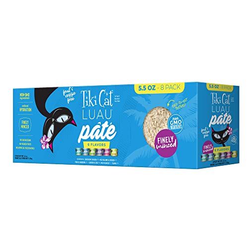Tiki Cat Luau Pate Variety Pack, Succulent Combinations of Real Protein, Grain-Free Balanced Nutrition Wet Canned Cat Food, For All Life Stages, 5.5 oz. Cans (Pack of 8)