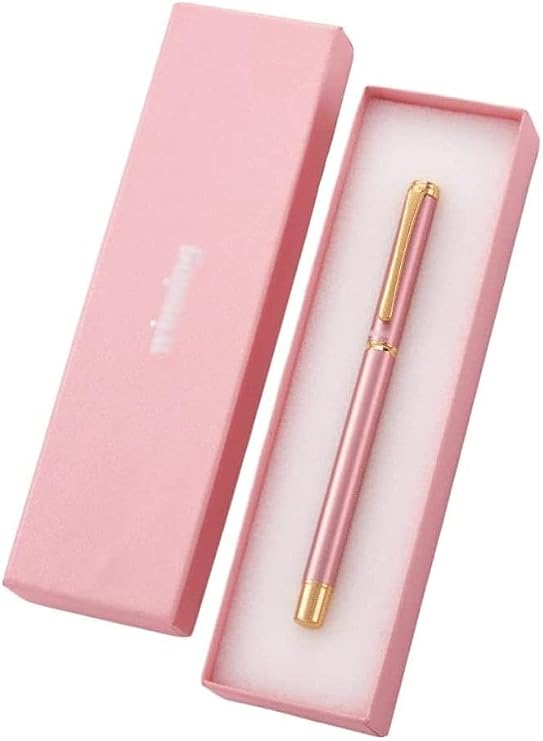 Metal Fountain Pen 0.38mm Fine Nib Luxury Pens with Gift Boxed Smooth Writing Pen High-end Calligraphy Pen Signature Pen(Pink)