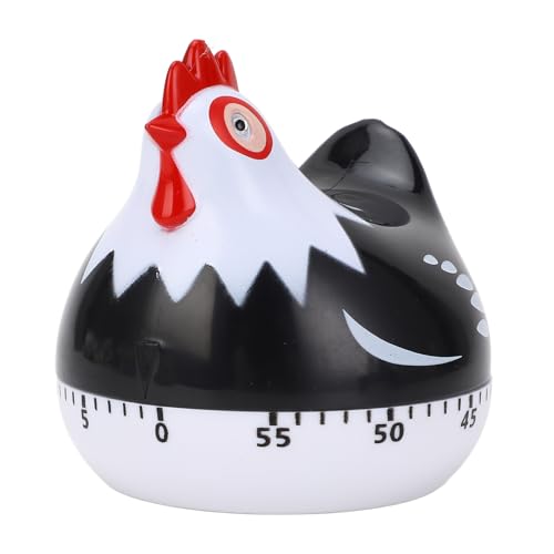 Jerliflyer Chicken Pattern Countdown, Kitchen Baking Timer with Cute Shape, 60 min Mechanical Reminder for Cooking Baking Black