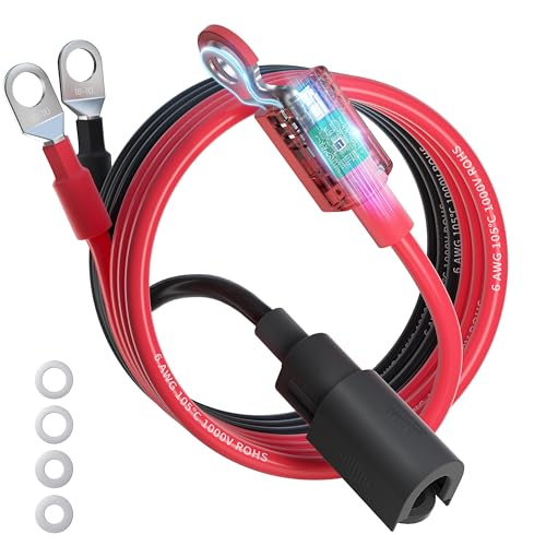 Ampeak 6 AWG Battery Cable 3FT Anti-Spark Battery Wire Waterproof Inverter Cable Pure Copper Cable with Terminal 3/8 Inch Lugs for Truck RV Solar Inverter Marine Golfcart