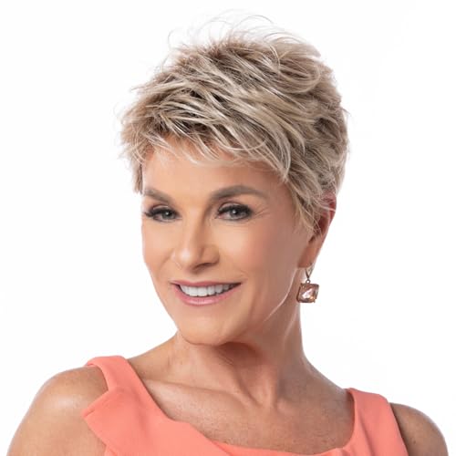 Toni Brattin Infinity Wig - Short, Natural Style with Texture & an Airy Fringed Bang - Heat-Friendly Synthetic Fiber Looks & Feels like Natural Hair - Adjustable & Comfortable Dark Brown, Regular