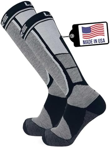 Pure Athlete Alpaca Wool Ski Socks - Made in USA, Winter Weather Lightweight Skiing and Hunting Socks for Men and Women