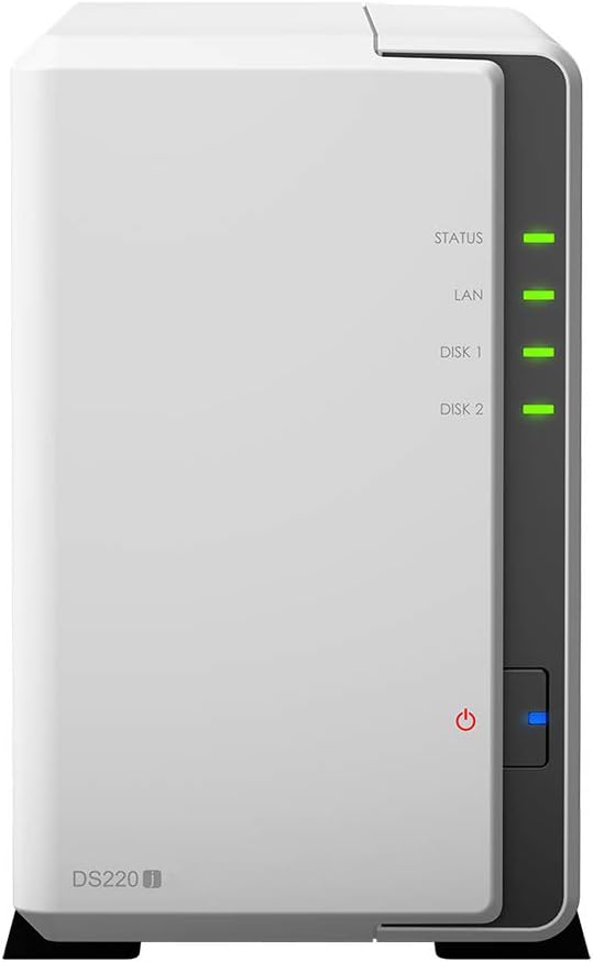 Synology DiskStation DS220j NAS Server with RTD1296 1.4GHz CPU, 512MB Memory, 24TB HDD Storage, 1 x 1GbE LAN Port, DSM Operating System