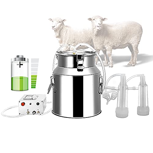 Milking Machine for Goats,Rechargable Milking Machine for Sheep14L Electric Portable Pulsation Vacuum Pump Milker Automatic Stainless Steel Livestock Milking Equipment for Farm Household Use