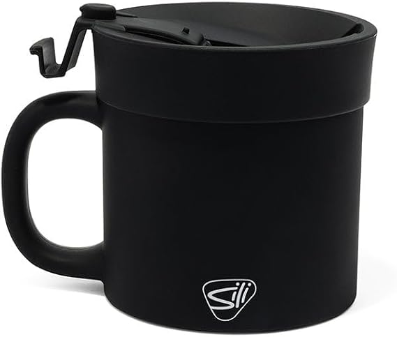 Silipint 16oz Silicone Coffee Mug Tumbler with Flip Lid Unbreakable Dishwasher Safe Microwave Oven & Freezer Compatible Non-Toxic Reusable Cup for Coffee Tea or Cold Drinks (Classic Black)