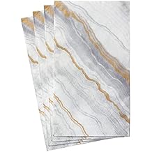 Caspari Marble Paper Cocktail Napkins in Grey, Four Packs of 20