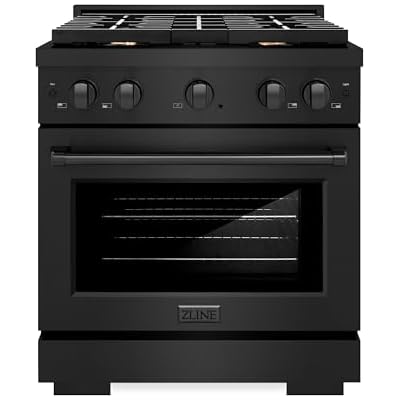 ZLINE 30 in. 4.2 cu. ft. Paramount Gas Range with Convection Gas Oven in Black Stainless Steel with 4 Brass Burners SGRB-BR-30