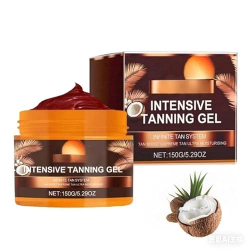 1pcs Intensive Tanning Gel,Golden Shimmer Intensive Tanning Cream, Carotene Tanning Gel, Water-Resistant with Carrot and Coconut Oil5.29 Fl Oz