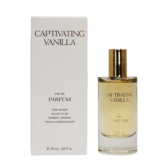 Zara Captivating Vanilla Women Perfume Sweet and Mysterious Scent with Pink Sugar Pineapple Black Plum Scent and Vanilla Fragrance by Jerome Epinette Eau de Parfum EDP 50ml (1.7 fl. oz.)
