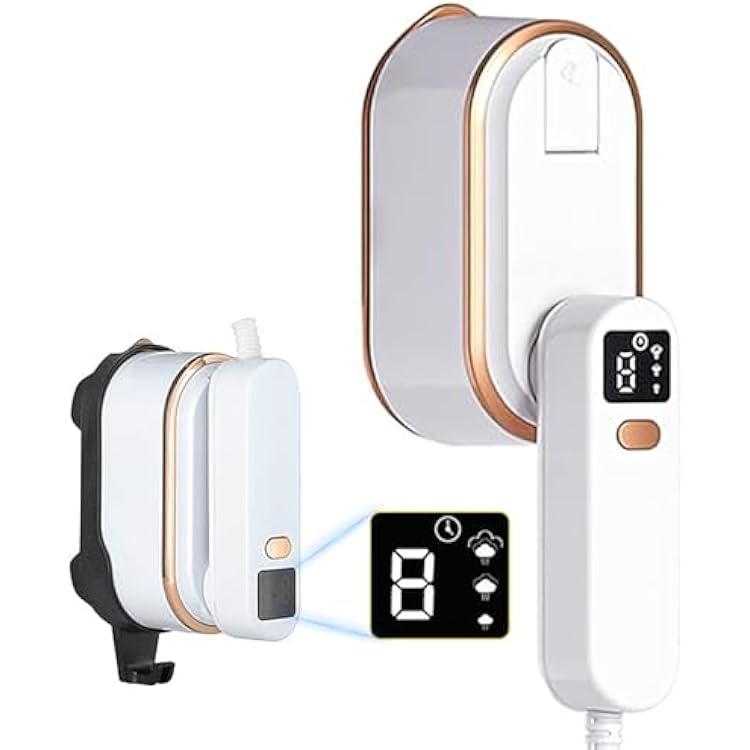 Steamer for Clothes, Wall Mounted Wet Dry Dual-purpose Portable Ironing Machine, 3 Level Adjustable Digital Display Screen 1200W High-power Steam Iron, Suitable for Home, Travel & Dormitory White