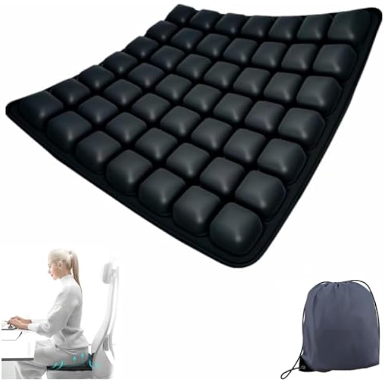 Ergonomic 3D Air Cell Seat Cushion - Anti-Slip Inflatable Comfort for Long Flights Car Office & Wheelchair - Tailbone Pain Relief with 42 Air Cells