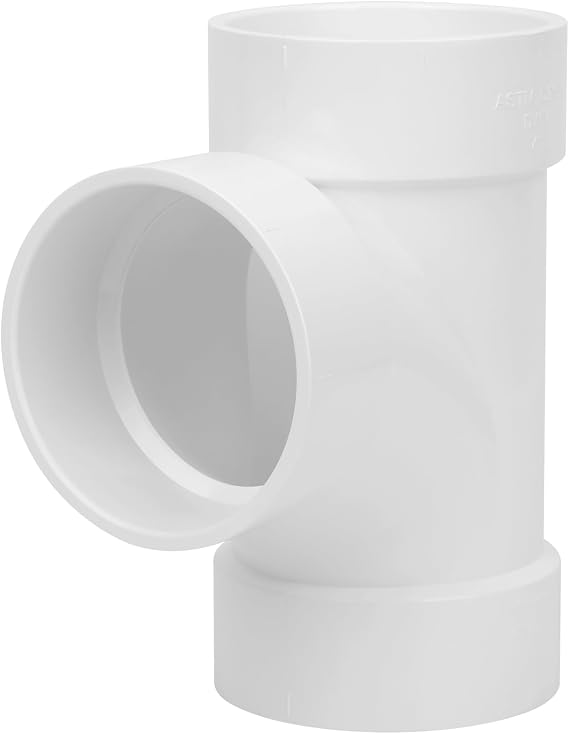 4IN PVC DWV Sanitary Tee 3-Way PVC Pipe Fittings Adapter Furniture Build Grade SCH40 PVC Elbow Fittings Connector for Drain, Waste, Vent