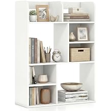 Giantex 3-Tier Desktop Bookshelf, 23.5" Desk Hutch Dorm with 8 Open Storage Cubes, Desk Organizer Shelf for Computer Desk, White Desk Shelves for Home Office College Dressing Tabletop