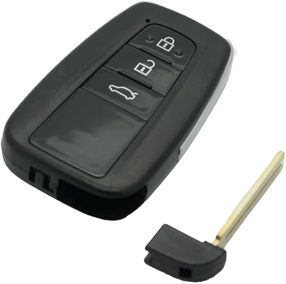 Replacement Key Shell + Uncut Blank Emergency Insert Key Compatible with TOYOTA 3 Button Smart Keyless Entry Remote Key Case Fob PG436