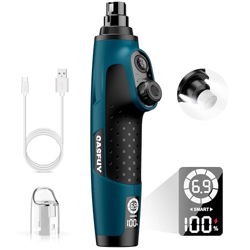 Casfuy Smart 6-Speed Dog Nail Grinder - 50% More Power Pet Nail Grinder with 2 LED Lights Quiet Rechargeable Electric Dog Nail Trimmers File Toenail Grinder for Large Medium Small Dogs & Cats (DB)