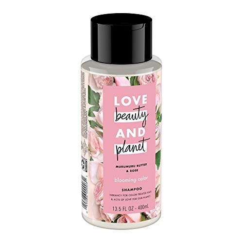 Love Beauty And Planet, Blooming Color Sulfate Free Shampoo for Color Treated Hair 13.5, Murumuru Butter and Rose, rose, 13.5 Fl Oz Pack of 2